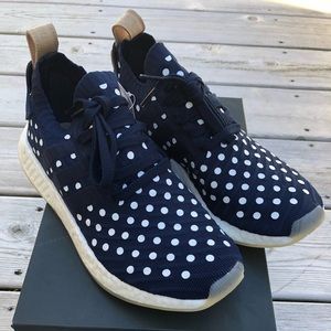 Brand New! Adidas NMD R2 Collegiate Navy Polka Dot Sneakers 8.5 8 1/2